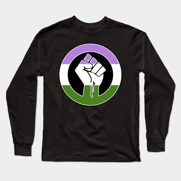 Black Lives Matter Fist Circled LGBTQ Flag Genderqueer Long Sleeve T-Shirt by aaallsmiles